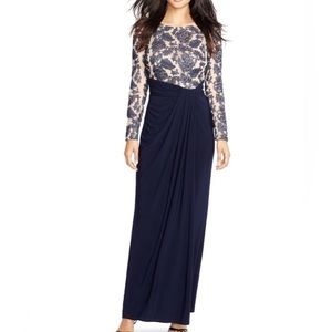 Lauren by Ralph Lauren, navy sequin embroidered jersey dress